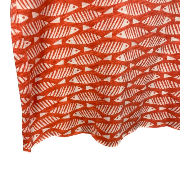 NWT Anthropologie Maeve The Caitlin Boxy Tee Geo Print Fish Coral White Size XS - Picture 3 of 8